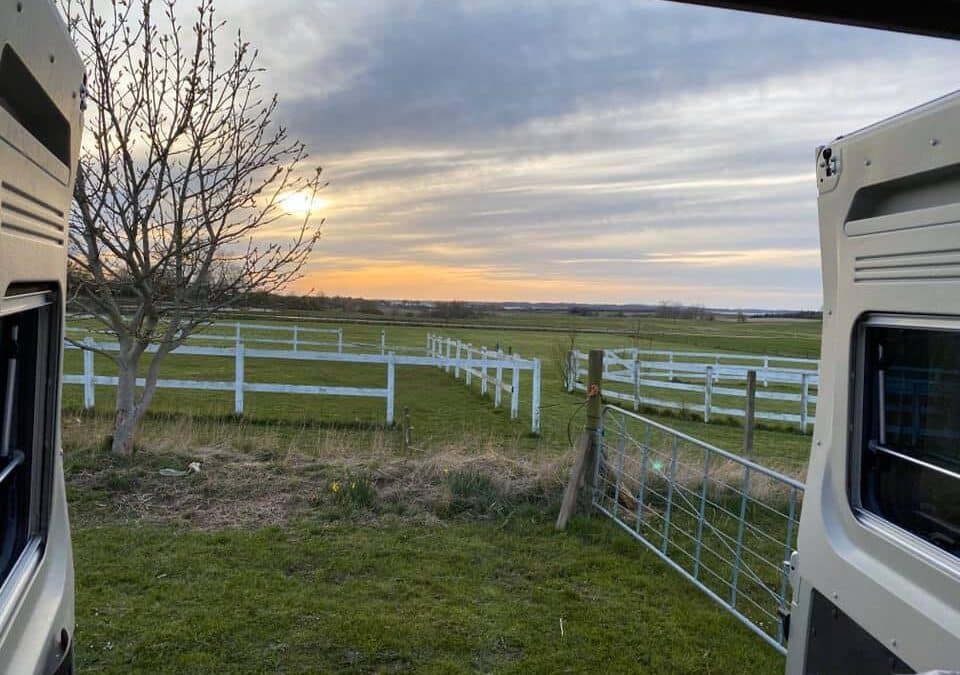 View from the motorhome across the open fields