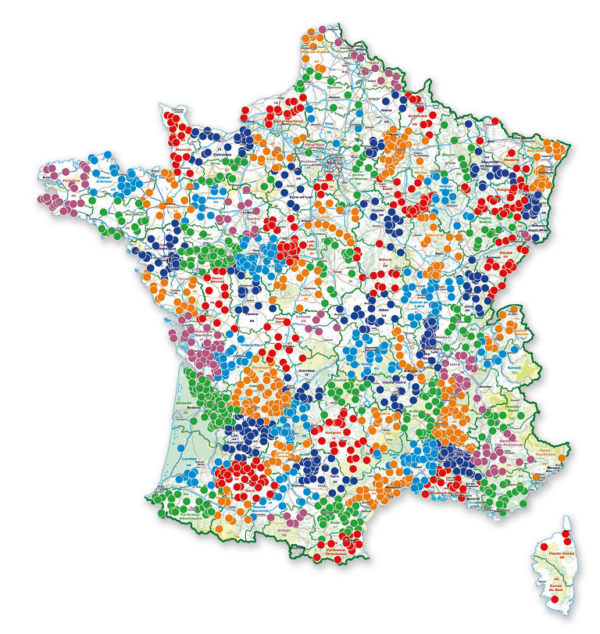 Oversigtskort over France Passion værter, du kan besøge i din autocamper